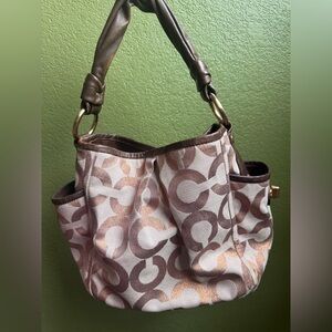 Vintage Coach Parker Op Signature Canvas Bag in Rose Gold